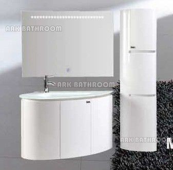 Mobile da bagno in porcellana con specchietto rotondo in PVC per bagno RF013