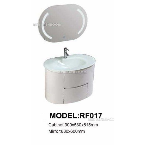 Mobile da bagno in porcellana con specchietto rotondo in PVC per bagno RF017