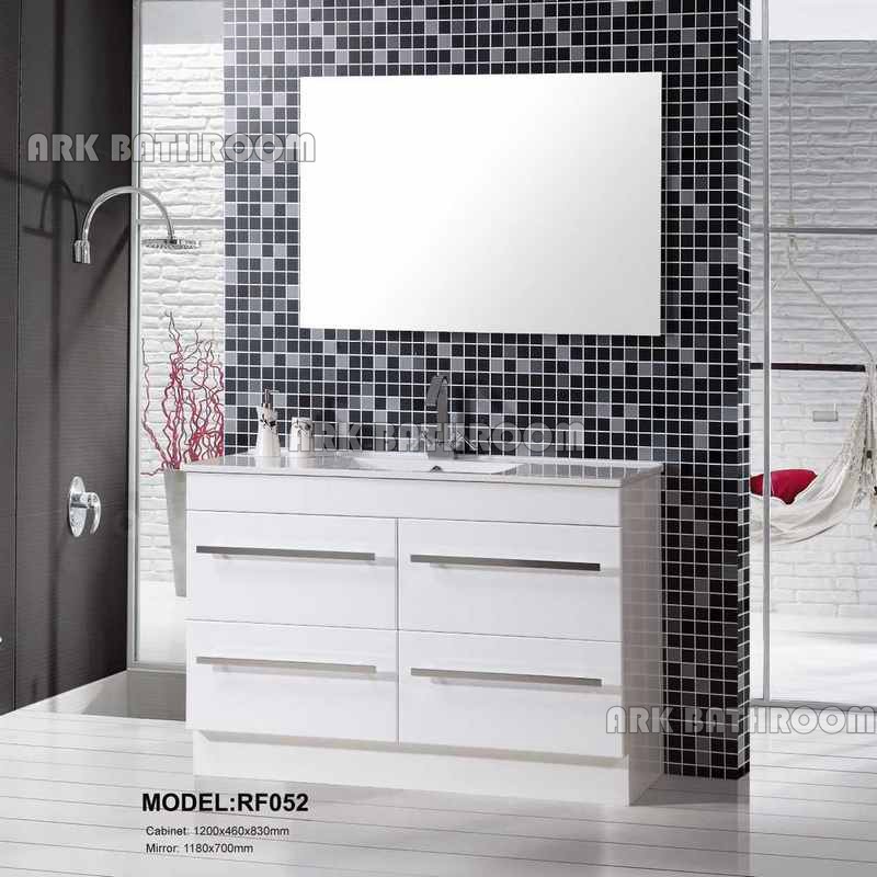 China, doble tocador de baño cuarto de baño blanco brillante RF052 gabinete