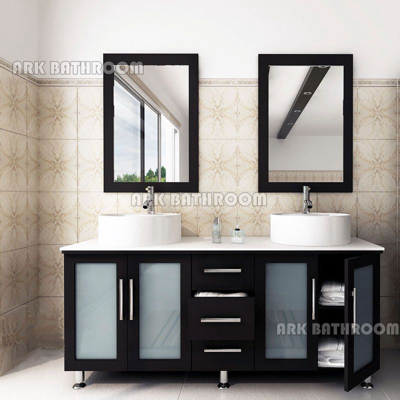 Doble lavabo del baño vanidades Espresso baño RT325-60E gabinete de la vanidad