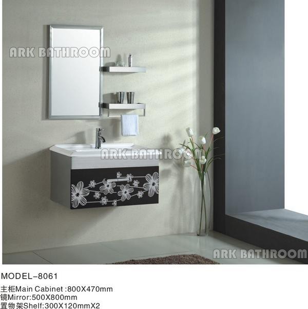 Mueble de baño barato de acero inoxidable, mueble de baño de China 8061 vanidad