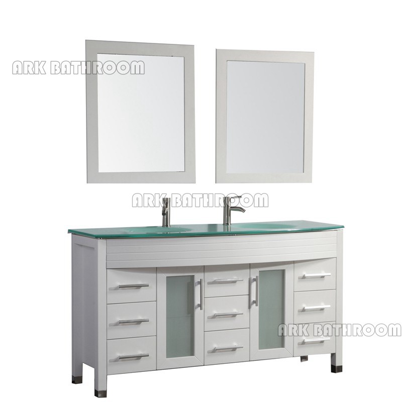 60” Gavetas Banho americana Vanity Branca casa de banho móveis A5066-W