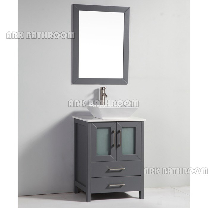 24” 30” Piano lavabo Mobile bagno in pietra bianca Canada Mobile bagno grigio RU114-24G