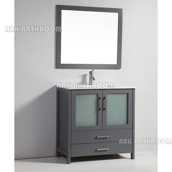 36” Cassettiera da bagno americana Vanity Grey mobili da bagno RU114-36G