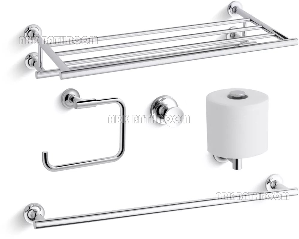 Mercado de accesorios de baño de latón barra de toalla de acero inoxidable TB006 Estante de cristal