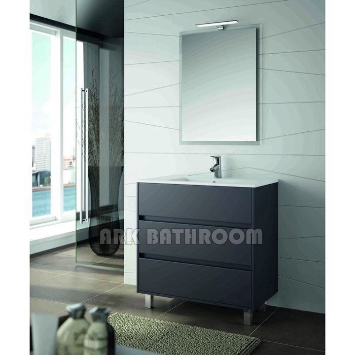 Armarios de baño de tocador con encimera de cristal en blanco K5257